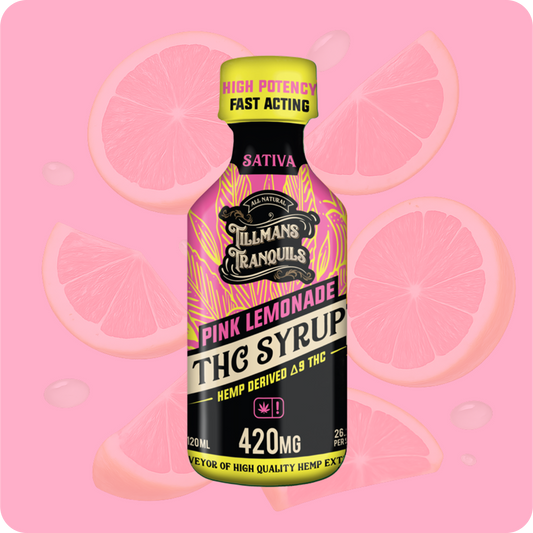 Sip into serenity with Pink Lemonade Delta 9 THC Syrup - 420mg