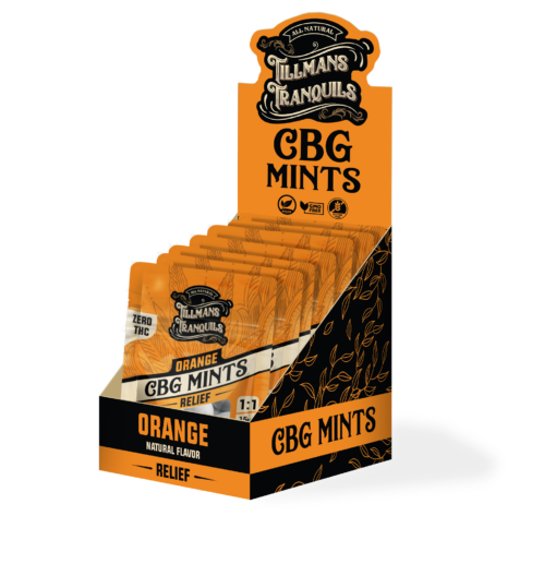 box of orange cbd mints